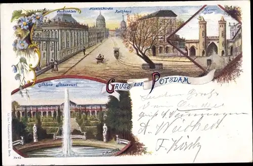 Künstler Ak Martitz, C., Potsdam in Brandenburg, Nauener Tor, Nikolaikirche, Rathaus, Stadtschloss