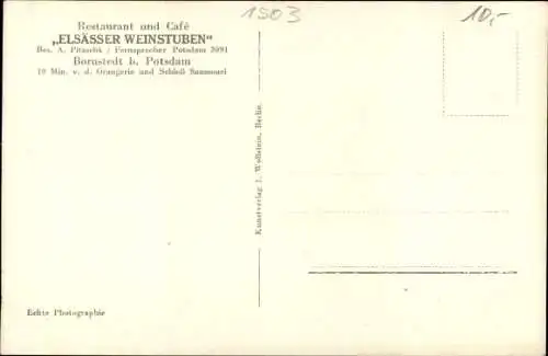 Ak Bornstedt Potsdam in Brandenburg, Restaurant und Cafe Elsässer Weinstuben, Innenansicht