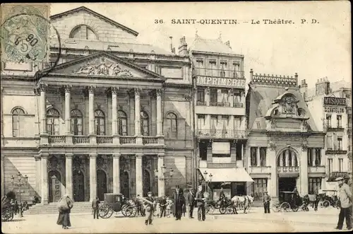 Ak Saint Quentin Aisne, Le Théâtre