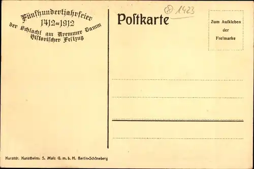 Künstler Ak Becker, P. A., Kremmen, Schlacht am Kremmer Damm, 500 Jahrfeier 1912, Siegesjubel