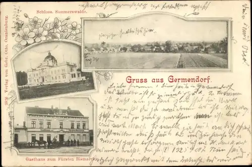 Ak Germendorf Oranienburg in Brandenburg, Gasthaus zum Fürsten Bismarck, Schloss Sommerswalde