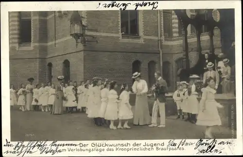 Ak Kronprinz Wilhelm von Preußen, Kronprinzessin Cecilie, Glückwunsch der Jugend