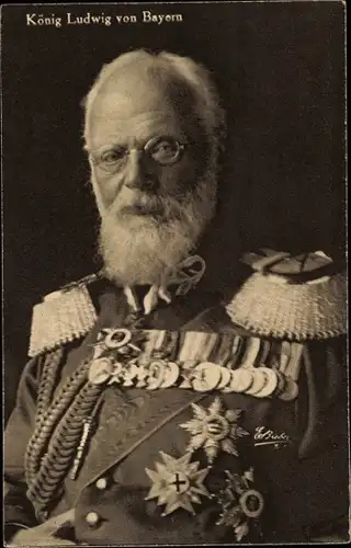 Ak König Ludwig von Bayern, Portrait, Orden, Uniform