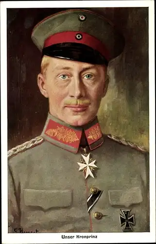 Künstler Ak Hornert, G., Kronprinz Wilhelm von Preußen, Portrait in Uniform, Eisernes Kreuz