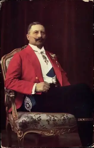 Ak Kaiser Wilhelm II., Sitzportrait, Dreifarbendruck