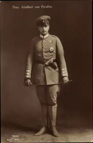 Ak Prinz Adalbert von Preußen, Standportrait in Uniform, Orden, Liersch 7504