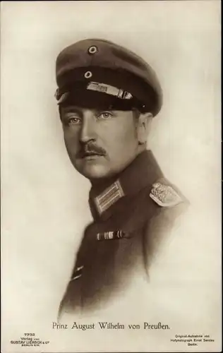 Ak Prinz August Wilhelm von Preußen, Portrait in Uniform