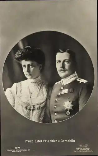 Passepartout Ak Eitel Friedrich Prinz von Preußen, Sophie Charlotte von Oldenburg