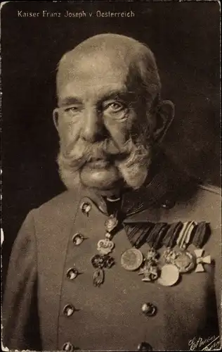 Ak Kaiser Franz Joseph I., Portrait, Orden, Uniform