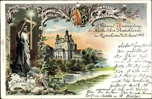 Ak Mannheim in Baden, 49. Generalversammlung der Katholiken Deutschlands 1902