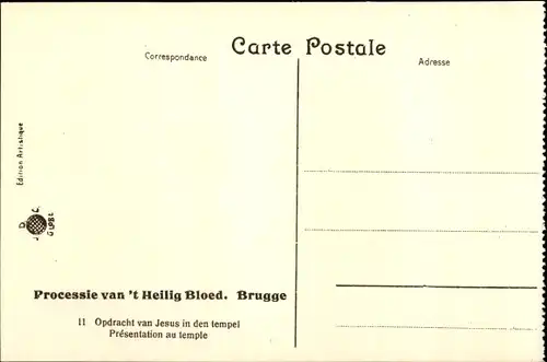 Ak Bruges Westflandern, Processie van't Heilig Bloed, Opdracht van Jesus in den tempel