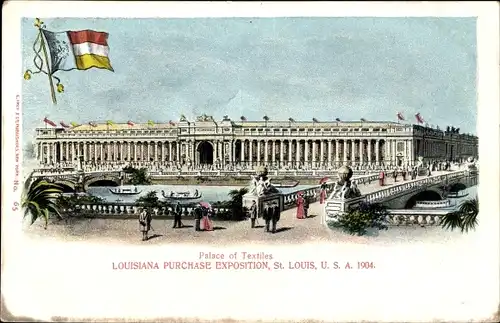 Litho Saint Louis Missouri USA, Louisiana Purchase Exposition 1904, Palace of Textiles