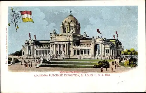 Litho Saint Louis Missouri USA, Louisiana Purchase Exposition 1904, Missouri Building