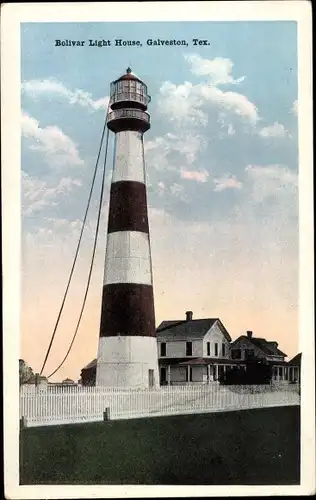 Ak Galveston Texas USA, Bolivar Leuchtturm
