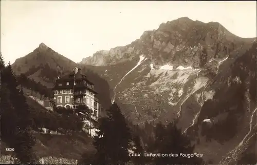 Ak Caux Kt. Waadt, Hotel Alpina vor Alpengipfel, 1928