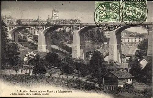 Ak Lausanne Kanton Waadt, Pont de Montbenon