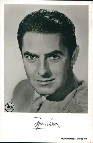 Ak Schauspieler Tyrone Power, Portrait, Autogramm