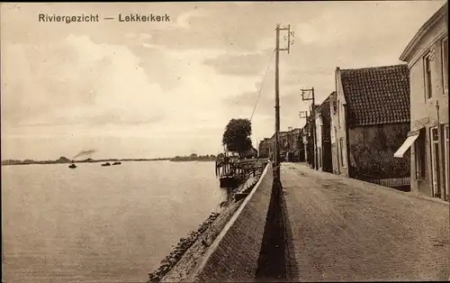 Ak Lekkerkerk Südholland, Fluss, Uferstraße