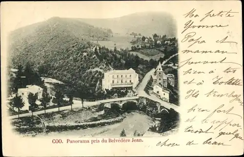 Ak Coo Stavelot Wallonien Lüttich, Panorama pris du Belvedere Jean