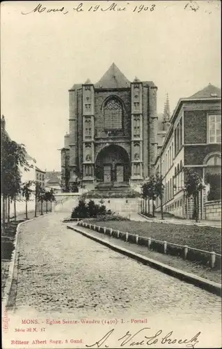 Ak Mons Wallonien Hennegau, Eglise Sainte Waudru