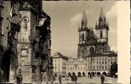 Ak Praha Prag, Altstädter Ring, Kirche, Astronomische Uhr