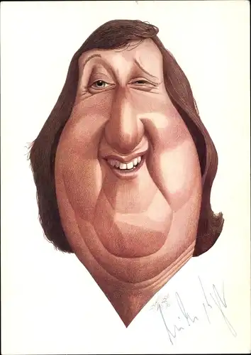 Ak Komiker und Schauspieler Mike Krüger, Karikatur, Autogramm