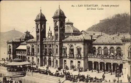 Ak Donostia San Sebastián Baskenland, Hauptfassade des Gran Casino