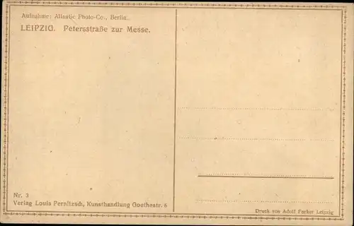 Ak Leipzig in Sachsen, Petersstraße zur Messe, Passanten, Werbetafeln