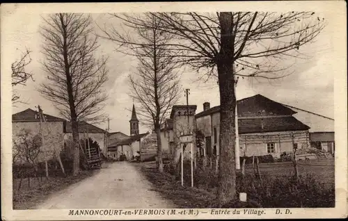 Ak Manoncourt in Vermois Meurthe et Moselle, Eingang zum Dorf