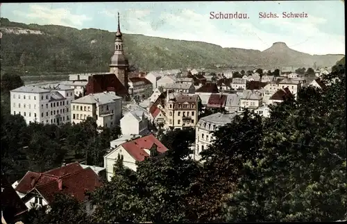 Ak Bad Schandau an der Elbe, Gesamtansicht, Kirche