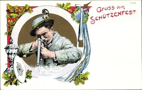 Ak Schützenfest, Schütze, Gewehr, Schießscheibe, Wappen, Pokal