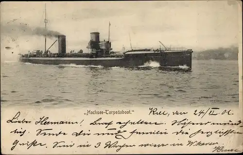 Ak Deutsches Kriegsschiff, Hochsee Torpedoboot, Kaiserliche Marine