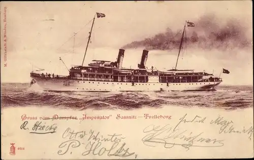 Ak Fährschiff Imperator, Linie Sassnitz Trelleborg