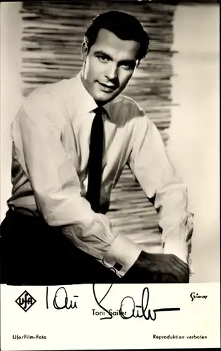 Ak Schauspieler und Skirennfahrer Toni Sailer, Portrait, Ufa Film, Der schwarze Blitz, Autogramm
