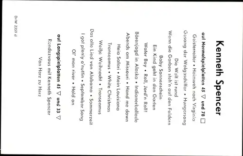 Ak Sänger Kenneth Spencer, Portrait, Autogramm