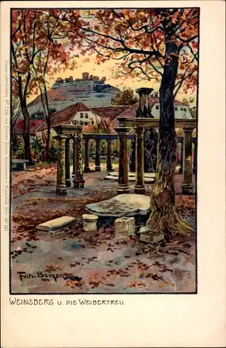 Künstler Litho Bergen, Fritz, Weinsberg im Kreis Heilbronn, Burg Weibertreu