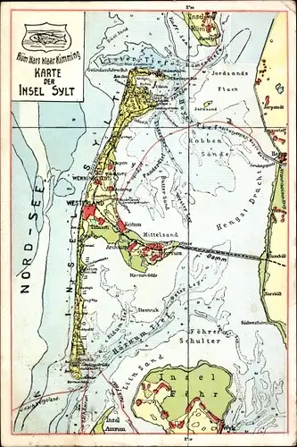 Landkarten Ak Insel Sylt in Nordfriesland, Hengst Dracht, Insel Föhr, Hörnum Tief