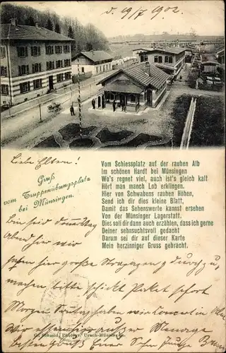 Ak Münsingen in Württemberg, Truppenübungsplatz, Schiessplatz, Lied