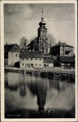 Ak Marienweiher Marktleugast im Frankenwald Bayern, Blick zur Kirche