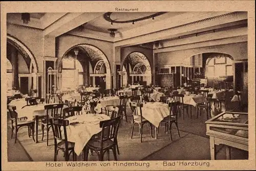 Ak Bad Harzburg am Harz, Hotel Waldheim von Hindenburg, Restaurant