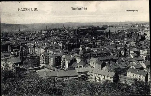 Ak Hagen in Westfalen, Totale mit Hohensyburg