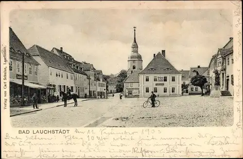 Ak Bad Lauchstädt Saalekreis, Platz, Kirche