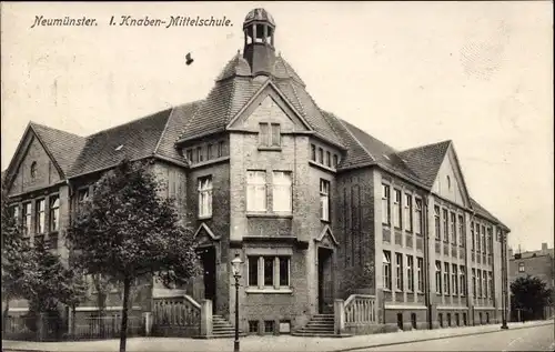 Ak Neumünster in Holstein, I. Knaben Mittelschule