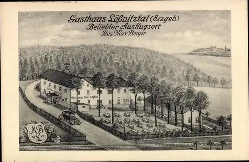 Litho Lößnitztal Oederan Sachsen, Gasthaus Lößnitztal