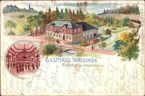 Litho Metzdorf Hohenfichte Leubsdorf in Sachsen, Gasthaus Waldpark