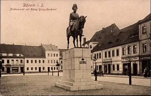 Ak Döbeln in Sachsen, Niedermarkt, König Georg Denkmal