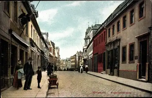 Ak Mittweida in Sachsen, Rochlitzerstraße, Passanten