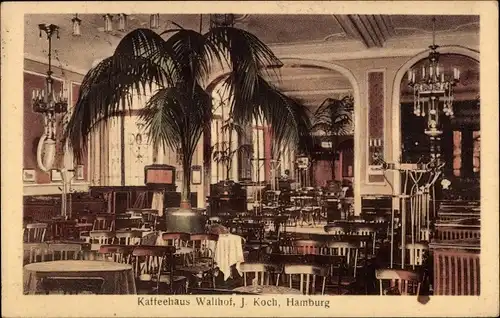 Ak Hamburg Nord Hohenfelde, Caféhaus Wallhof, Innenansicht