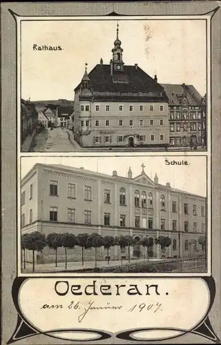 Ak Oederan in Sachsen, Rathaus, Schule