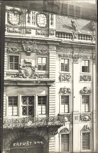 Foto Ak Erfurt in Thüringen, verzierte Hausfassade